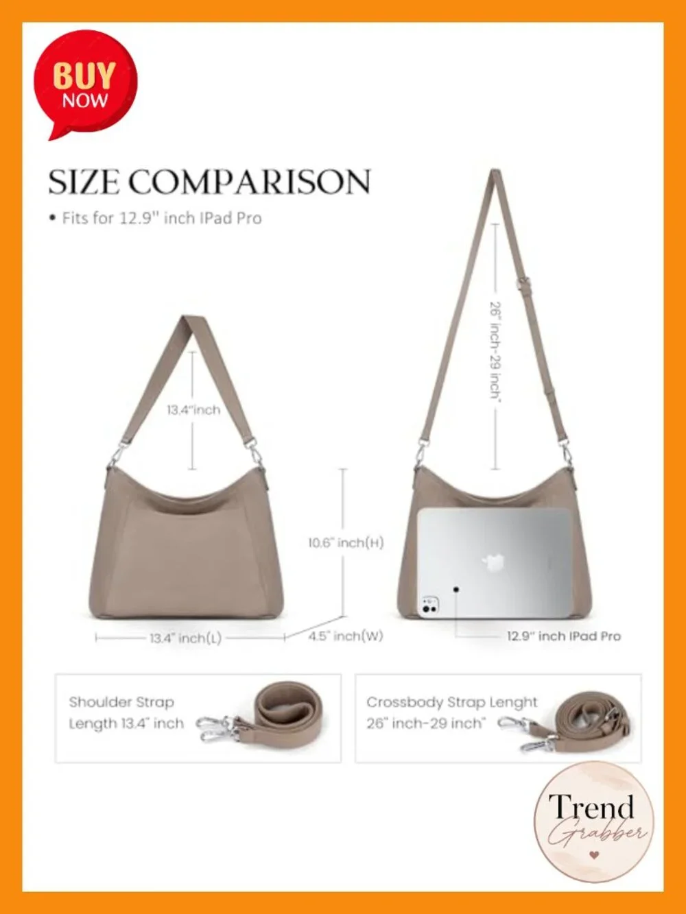 Genuine Leather Hobo Crossbody Purse with 2 Detachable Straps Large Women's